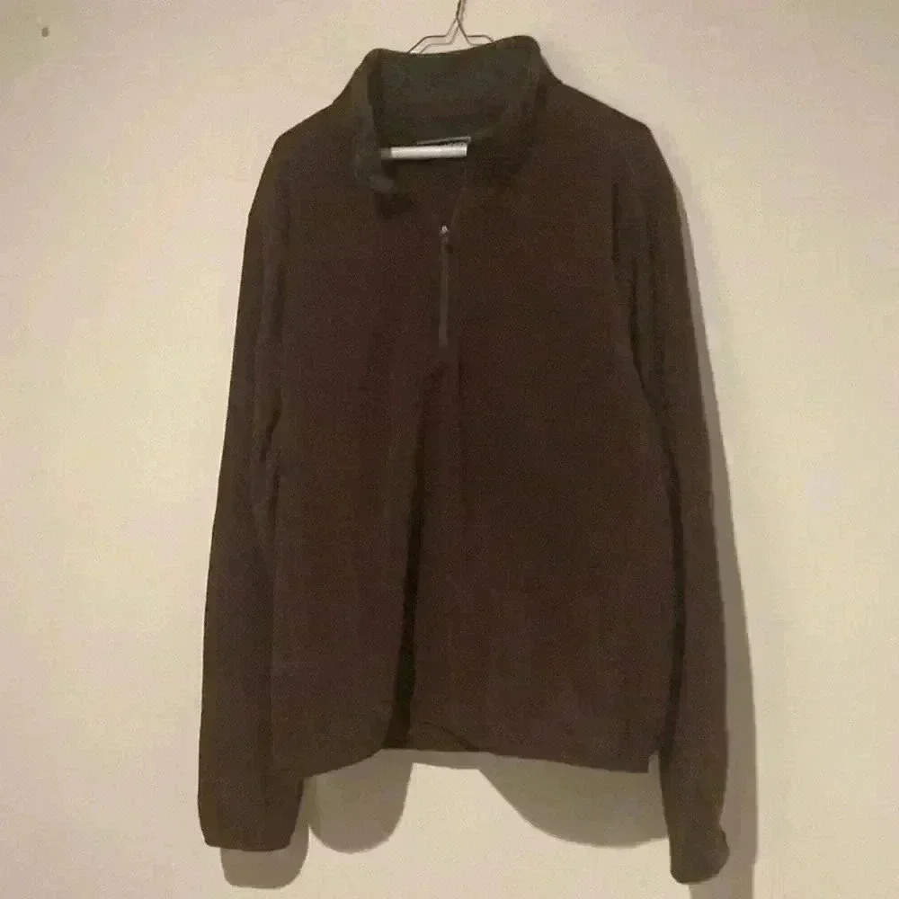 Lands End fleece 1/4 zip pullover top men’s lg tall 42-44 dark purple wine